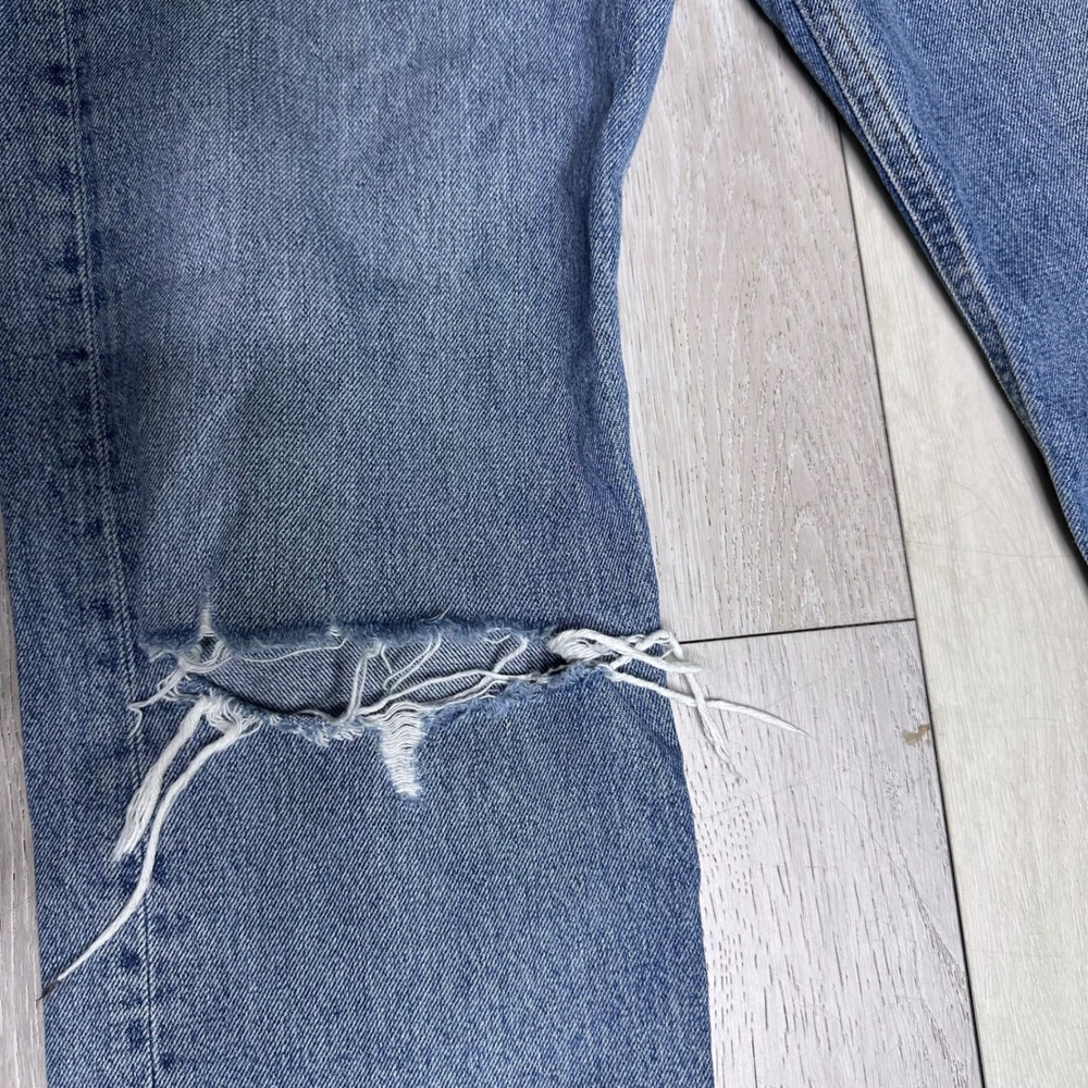 Agolde Riley high rise straight leg crop Jean denim classic distressed size 26 - Picture 8 of 13